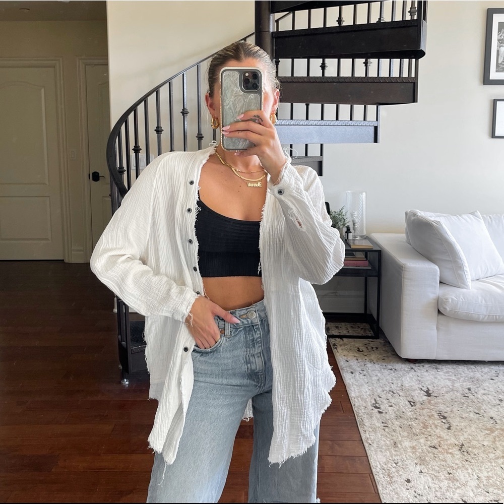 White linen button up